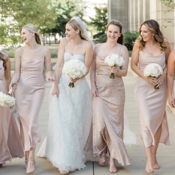 NWT BHLDN Cali Satin Cowl-Neck Midi Slip Dress - Picture 9 of 9